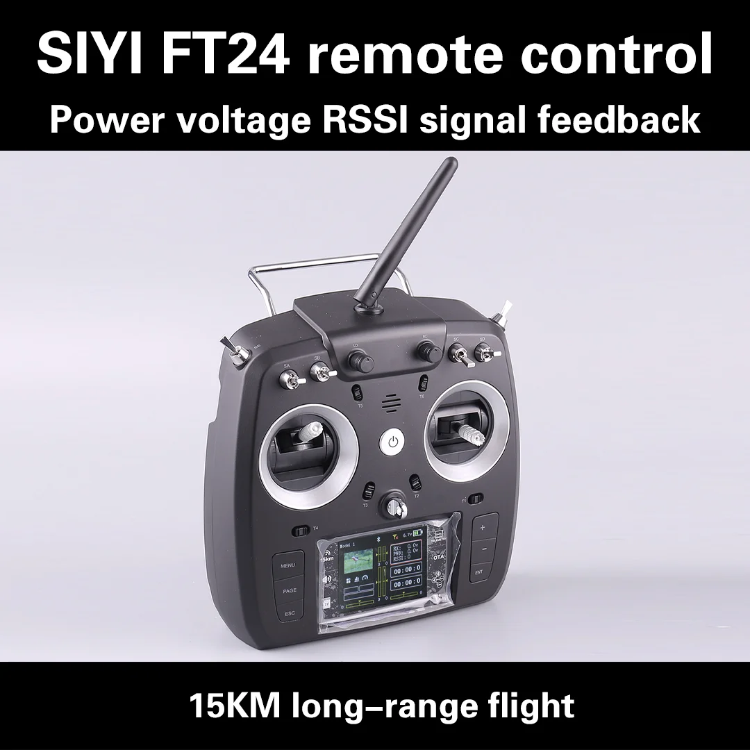 

SIYI FT24 2,4 ГГц 12-канальный пульт дистанционного управления FPV 15 км с неподвижным крылом, многороторный, через модель дрона, пульт дистанционного управления