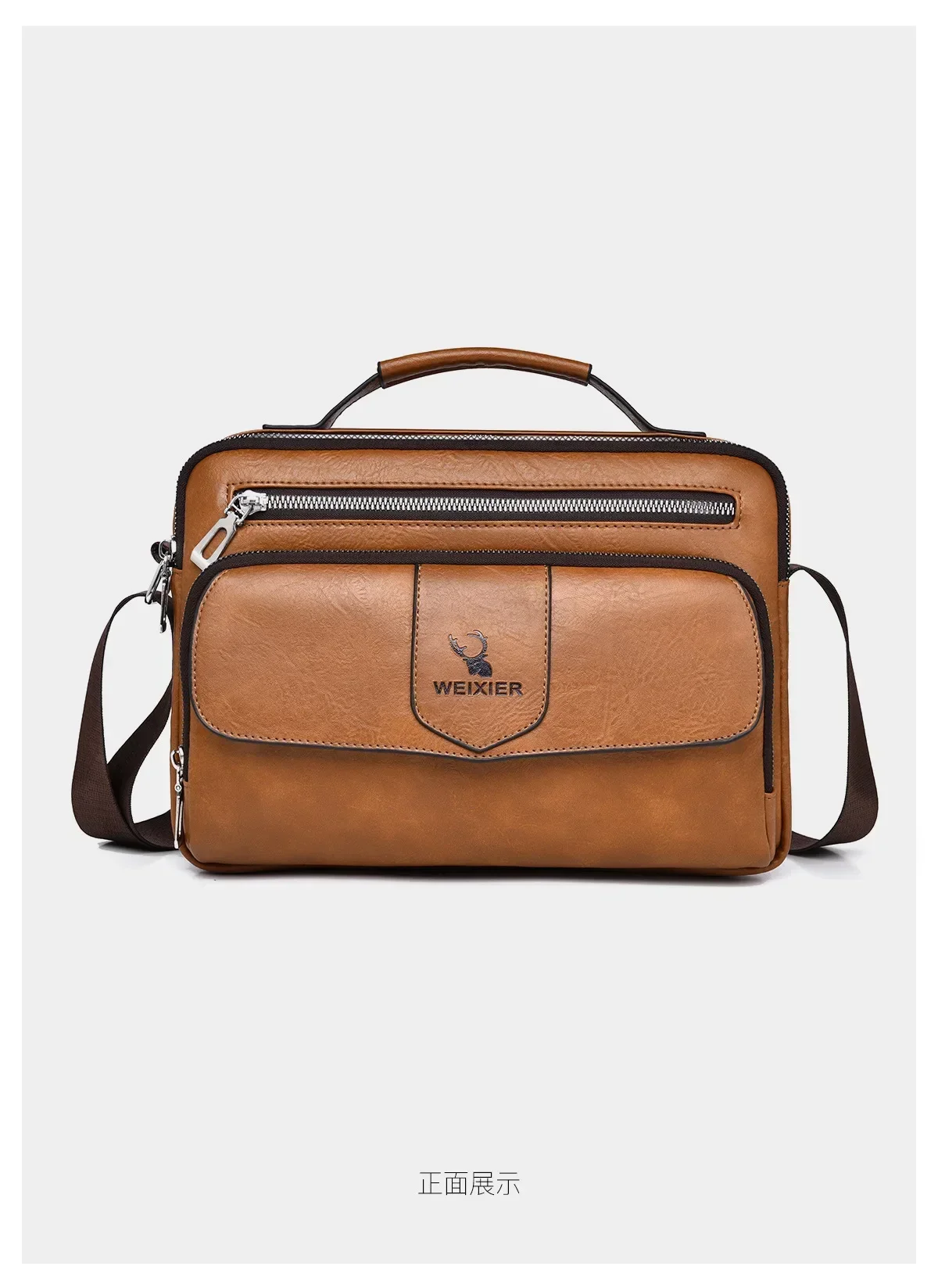 WEIXIER Marken-Herren-Umhängetasche aus PU-Leder mit Großer Kapazität und Mehreren Taschen, Hand- und Schultertasche für Geschäftsreisen und Outdoor-Aktivitäten – Detail 21