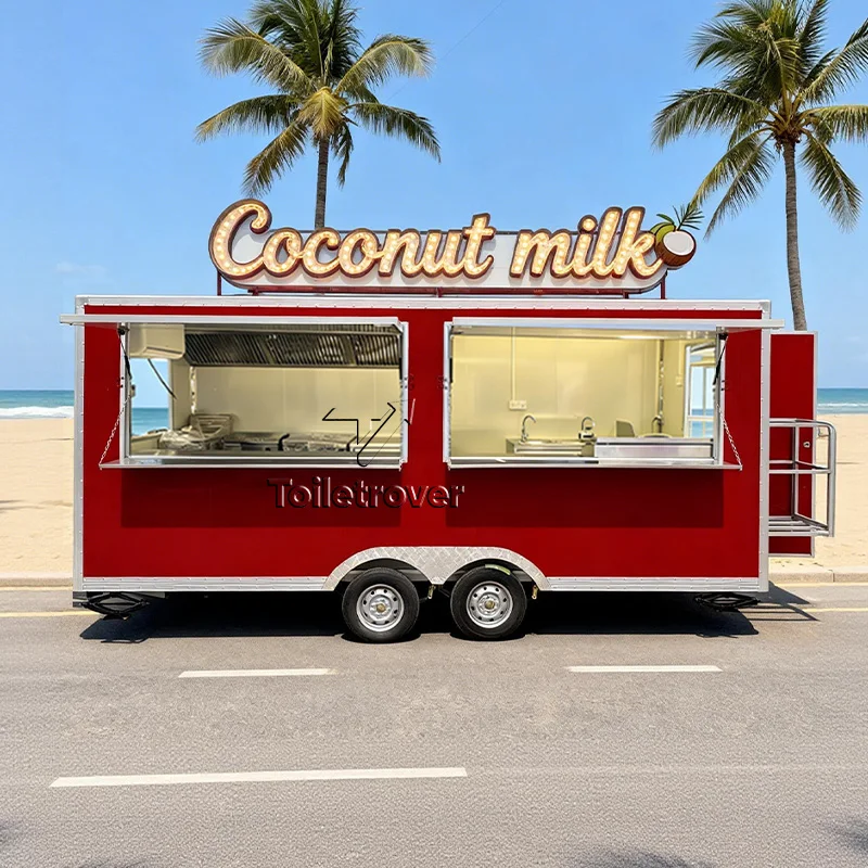 

Quality Commercial Food Truck Trailer Ice Cream Air Conditioned Food Truck Outdoor Mobile Food Trailer with Concession Window