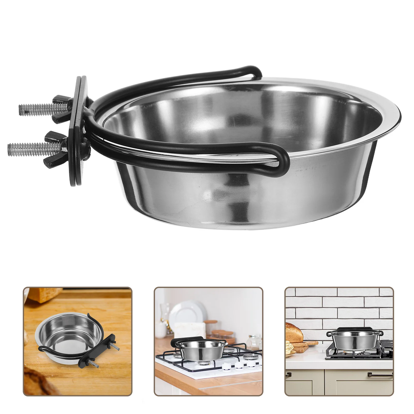 

Stainless Steel Bowl With Detachable Iron Clip Shatterproof Mixing Serving Bowl For Kitchen Cooking Salad Fruit