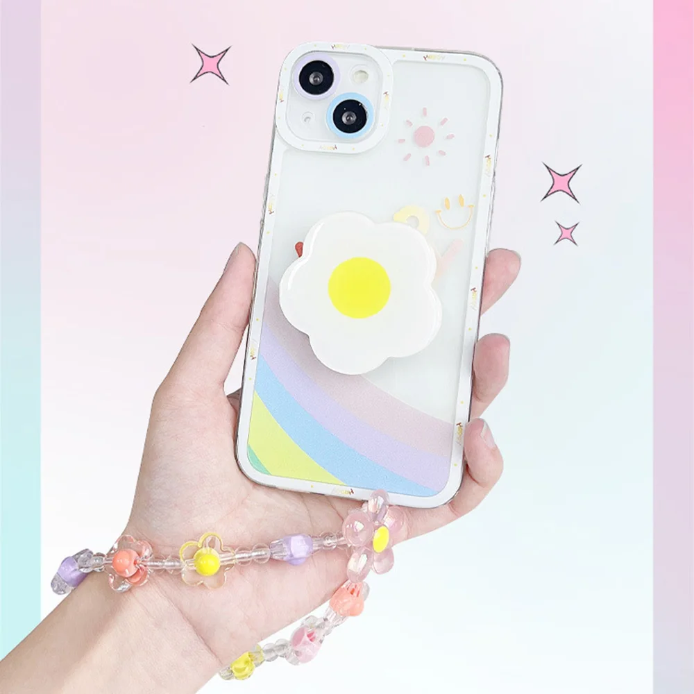 الملونة زهرة الشمس الخرز سلسلة الهاتف المحمول معكرون زهرة مطرز أحزمة الهاتف المحمول قلادة المفاتيح سلسلة هواتف الإبداعية