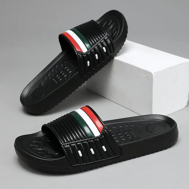 Men Shoes EVA Slippers Striped Cloud Thick-soled Sandals Summer Soft Bottom Slides Beach Slippers Male Indoor Outdoor EVA Slides