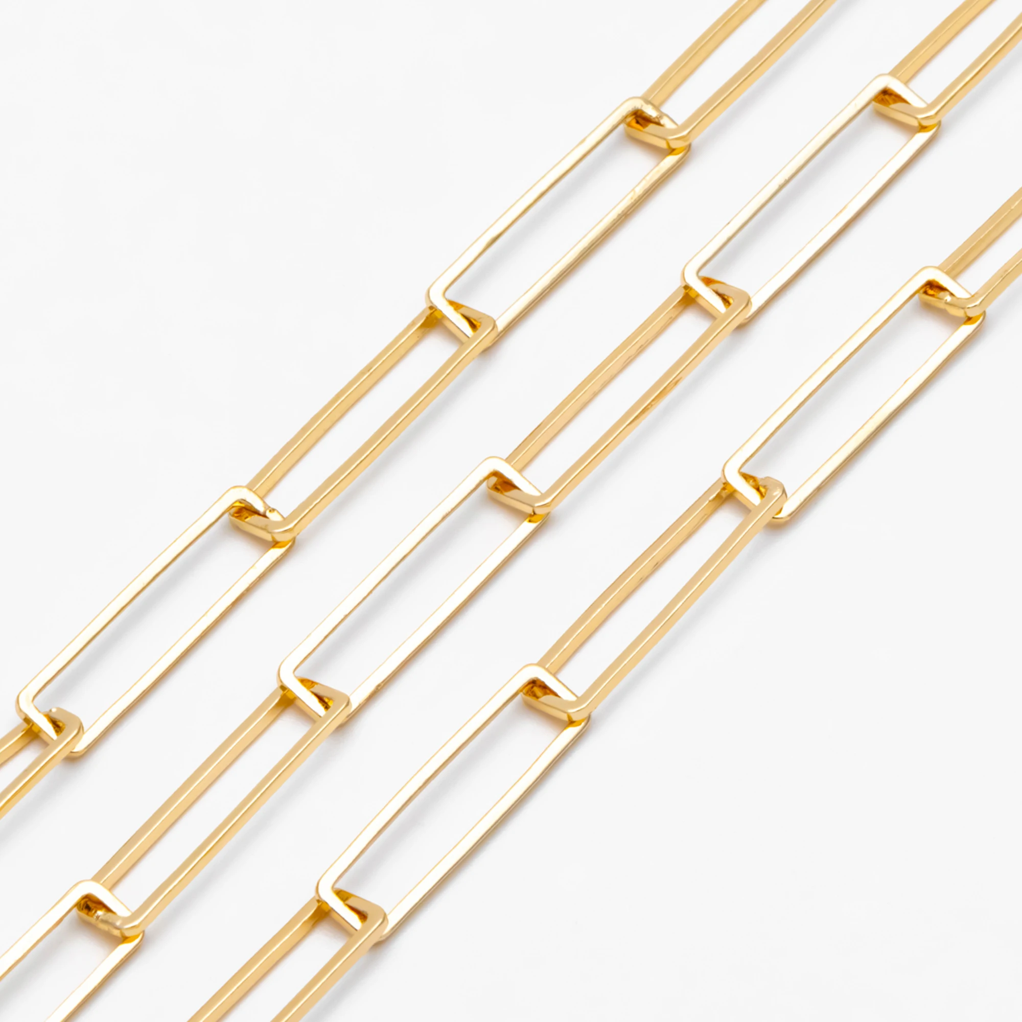 

Gold Plated Brass Chain, Rectangle Link Chain For Necklace Jewelry Making Diy Suppies (#LK-405)/ 1 Meter=3.3 ft