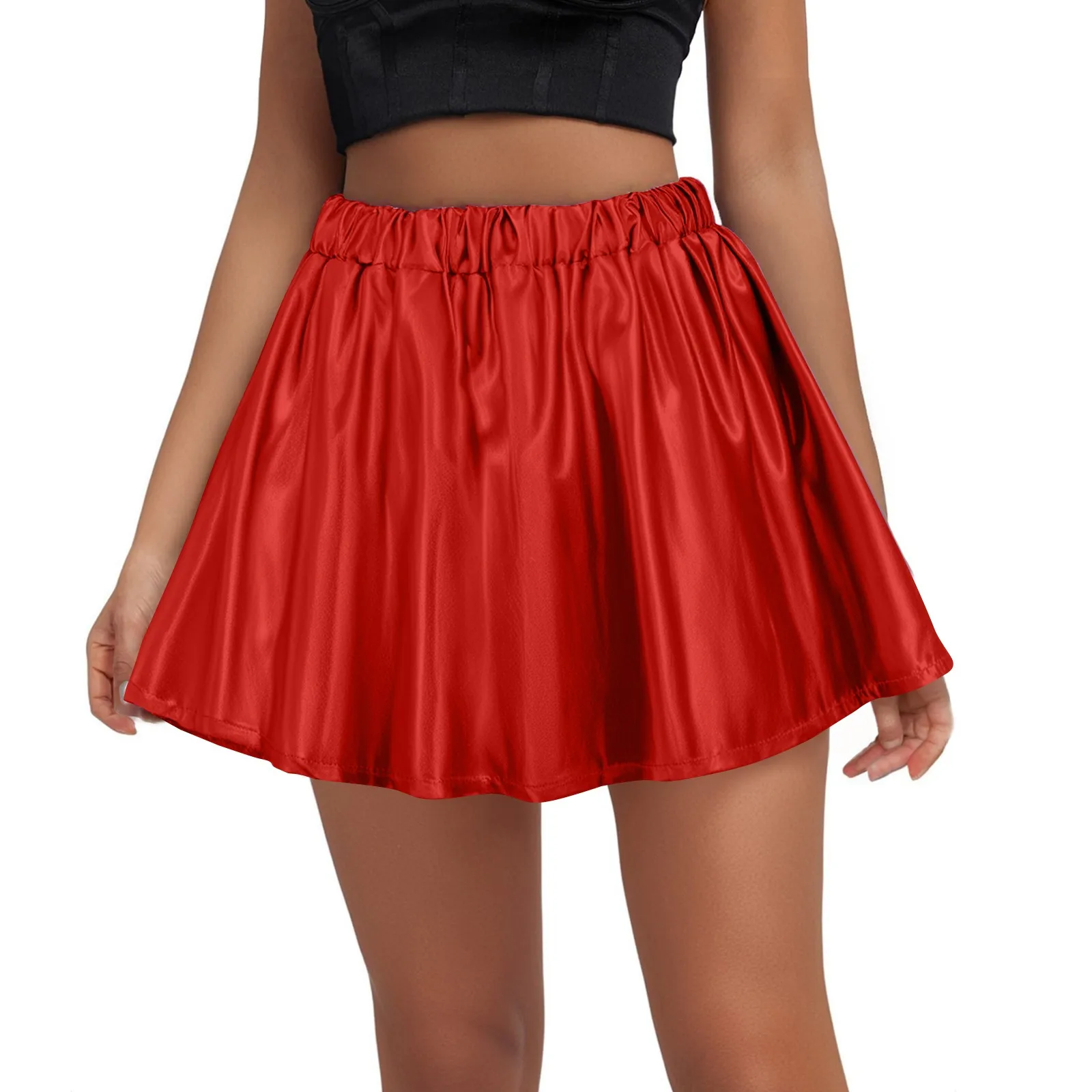 

Летнее платье 2025 г., женская блестящая расклешенная плиссированная короткая юбка с эластичной резинкой на талии для сценических выступлений, мини-платье Jurk Dames