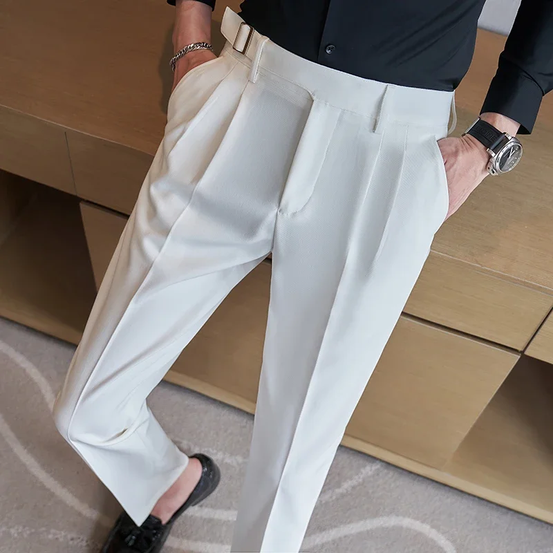 Navy Men's Suit Pants, White Black Trousers, Gray Khaki Pantalones Hombre Fashion Slim Male Pant, Size 29 30 31 32 33 34 36