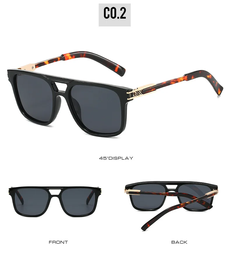2025 neue Doppelstrahl-Quadrat-Sonnenbrille, Markendesigner, Gitter, Mode, Fahren, Reisen, Urlaub, Sonnenschutz, Brille, Oculos – Detail 8