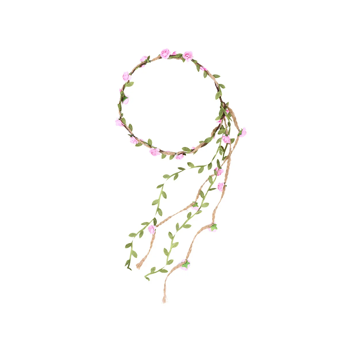 

Handmade Flower Crown Pink Floral Wreath Headband Romantic Elegant Garland Headbands Birthday Wedding Beach Photo