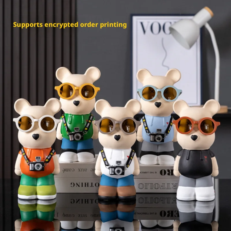 

Ceramic Cartoon Bear Piggy Bank - Creative Home Decor for Living Room, Entryway, Wine Cabinet