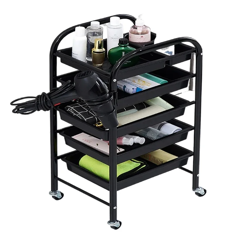 Large Capacity Beauty Salon Auxiliary Cart Multifunctional Barber Shop Trolley with Wheels Efficient Tool Organizer