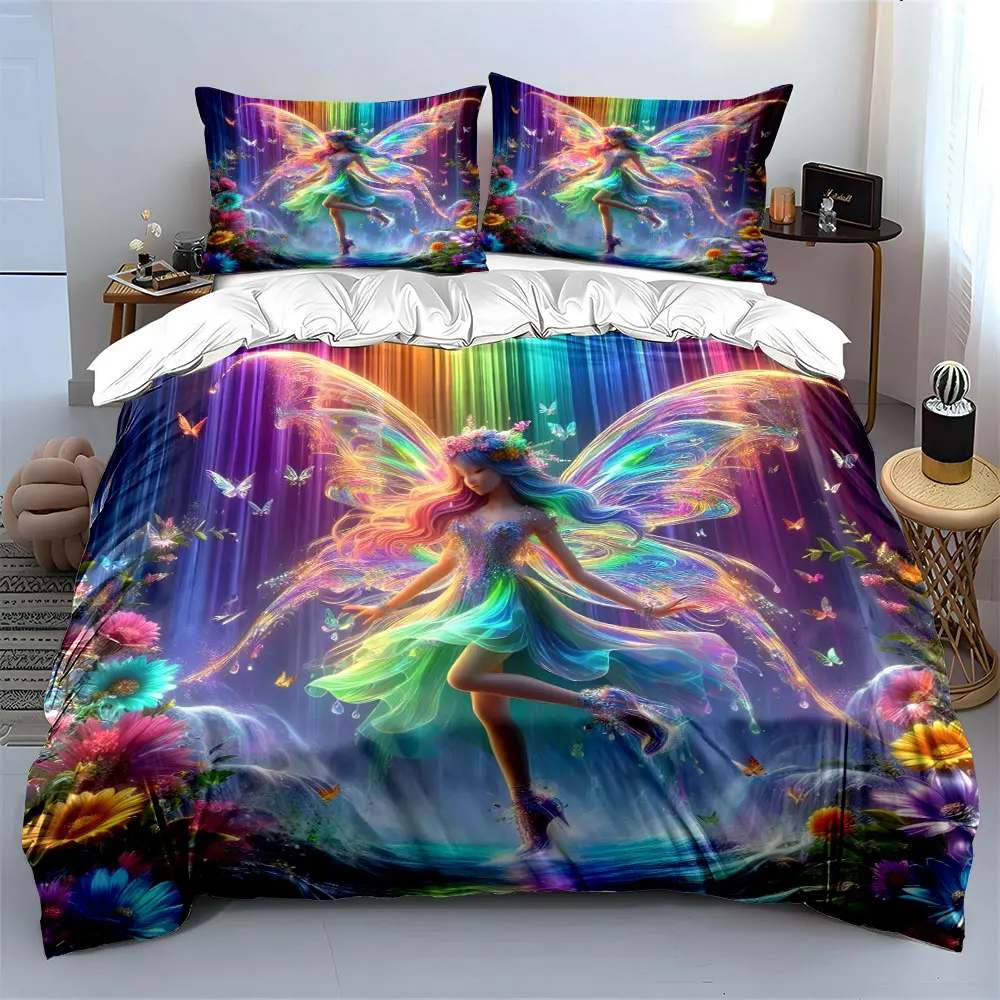 Rainbow Fairy Garden Decoration Set Multiple sizes kid's and adults' bedroom Exquisite 3PC bedding set, gift