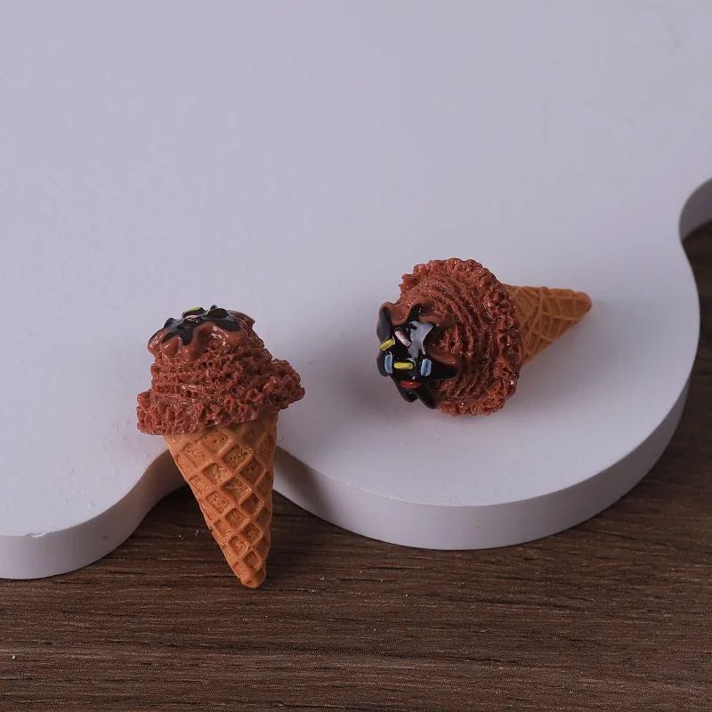 3pcs Mini Jam Ice Cream Cone Resin Ice Cream Model Miniature Food Sweet Dessert Model DIY Simulation Handmade DIY Decoration
