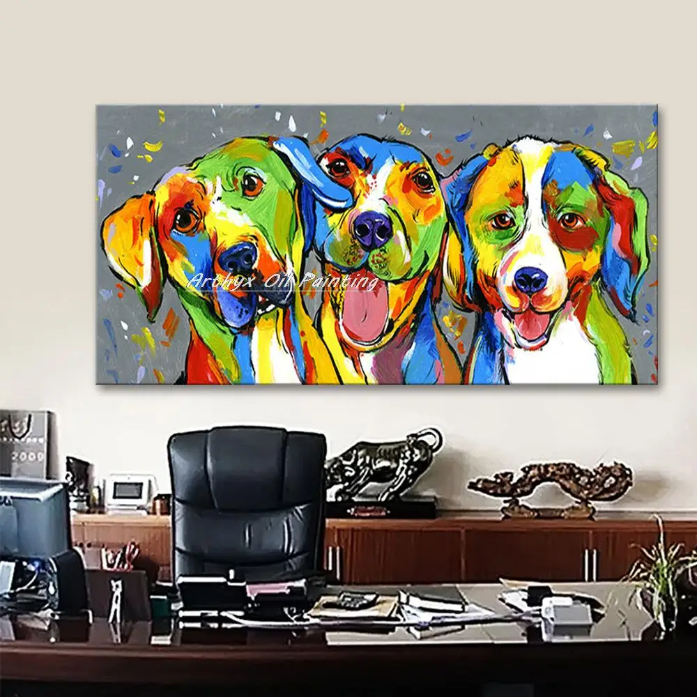 Arthyx ، لوحة زيتية على شكل حيوان كلب مرسومة يدويًا على القماش ، ملصق فني تجريدي حديث ، صورة جدارية لتزيين غرفة المعيشة والمنزل