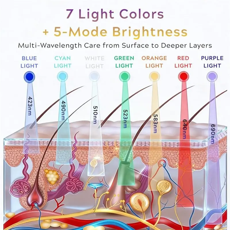 Beauty Care Device Eye Massager 7 Colors Light Therapy Eye Mask Relieves Eye Fatigue Anti-Wrinkle Eye Bags Remover