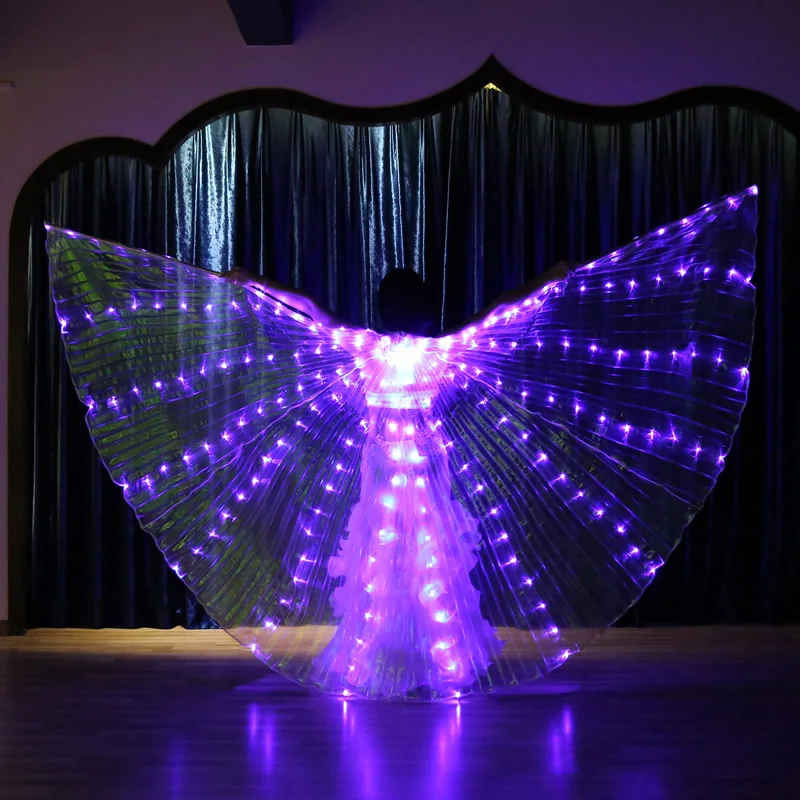 Alas LED de colores para danza del vientre, varillas fluorescentes de mariposa Isis para actuación de adultos, atuendo de Festival de Carnaval