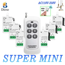 Universal Wireless Remote Control Light Switch RF433Mhz AC110V 220V 10A 500M Relay Mini Module Transmitter for Lighting Fan LED
