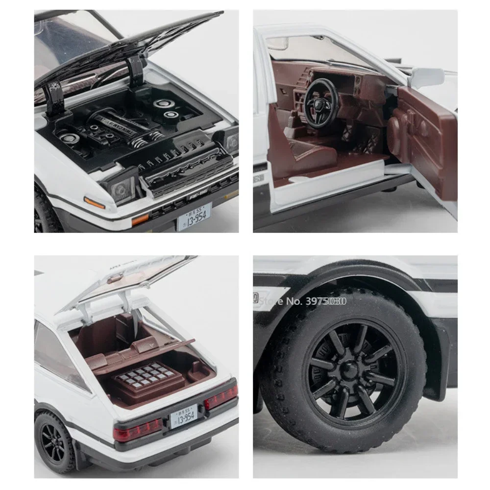 1/30 سيارة رياضية المبتدئة D AE86 سبيكة نموذج الأبواب فتح مركبة دييكاست سيارة معدنية محاكاة التراجع ضوء الصوت لعبة أطفال هدية