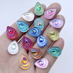 60pcs 13*18mm bella forma di goccia di occhio di pavone mostra decorazione del partito strass gioielli fai da te orecchini accessori per la decorazione dei capelli