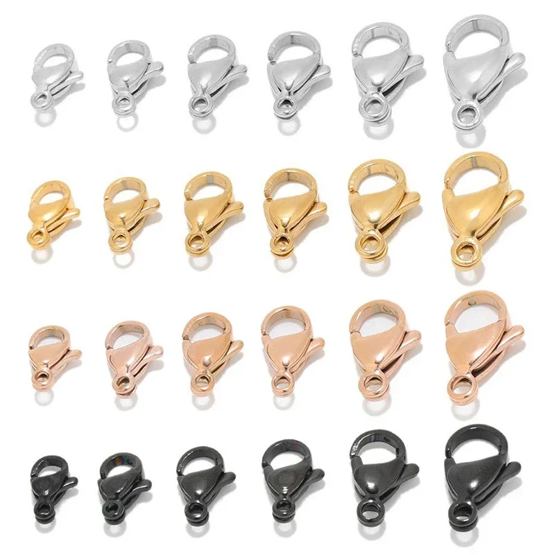 10/30PCS Stainless Steel Lobster Clasps Gold Color Lobster Clasps Hooks Connectors for DIY Jewelry Making Findings Accessories