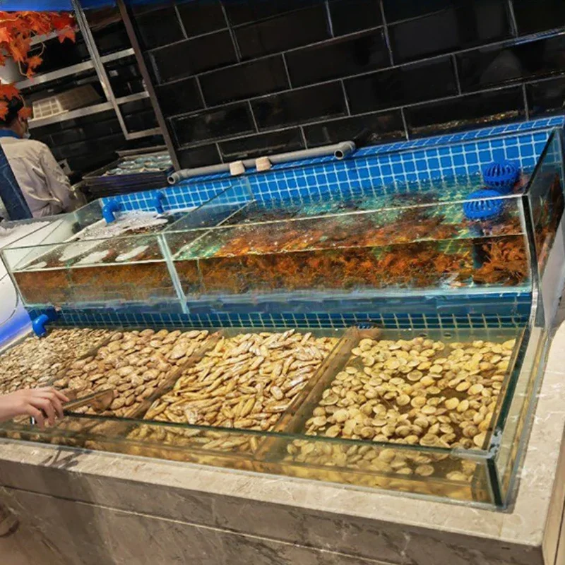 

Buffet open file mobile seafood shrimp and crab fish pond single and double-layer partition seafood tank oxygenation refrigerato