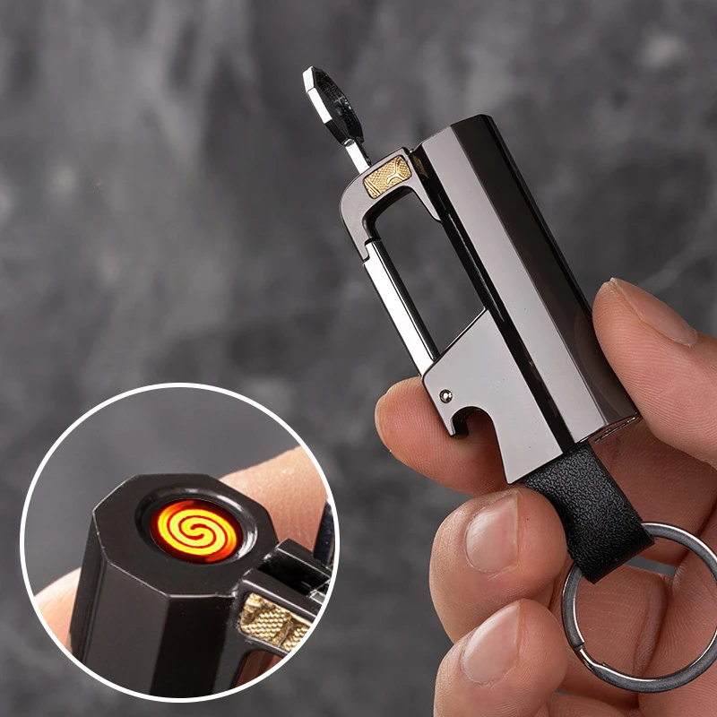 

Blow-and-blow Cigarette Lighter, Multifunctional Creative with Keychain That Can Open Beer, Rechargeable Lighter, Metal Lighter