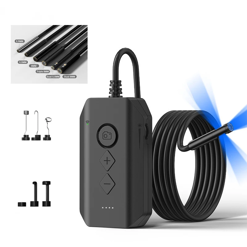 WiFi Industrial Borescope for iPhone/Android 1080P HD Wireless Endoscope IP67 Rigid Inspection Camera for Piping Car Sewer