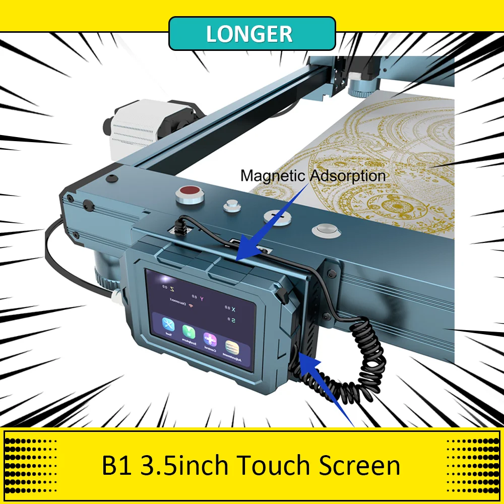 LONGER Laser Engraver TouchScreen 3.5inches Touch Control Suitable for B1 20W/30W/40W laser cutter Clear UI Interface