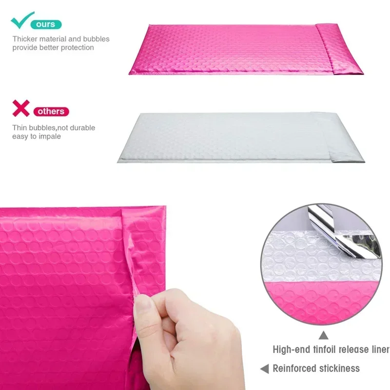 Packaging Gift Padding Bubble Pcs Bags 50 Envelopes Shipping Black Pink for Seal And Padded Purple Mailing