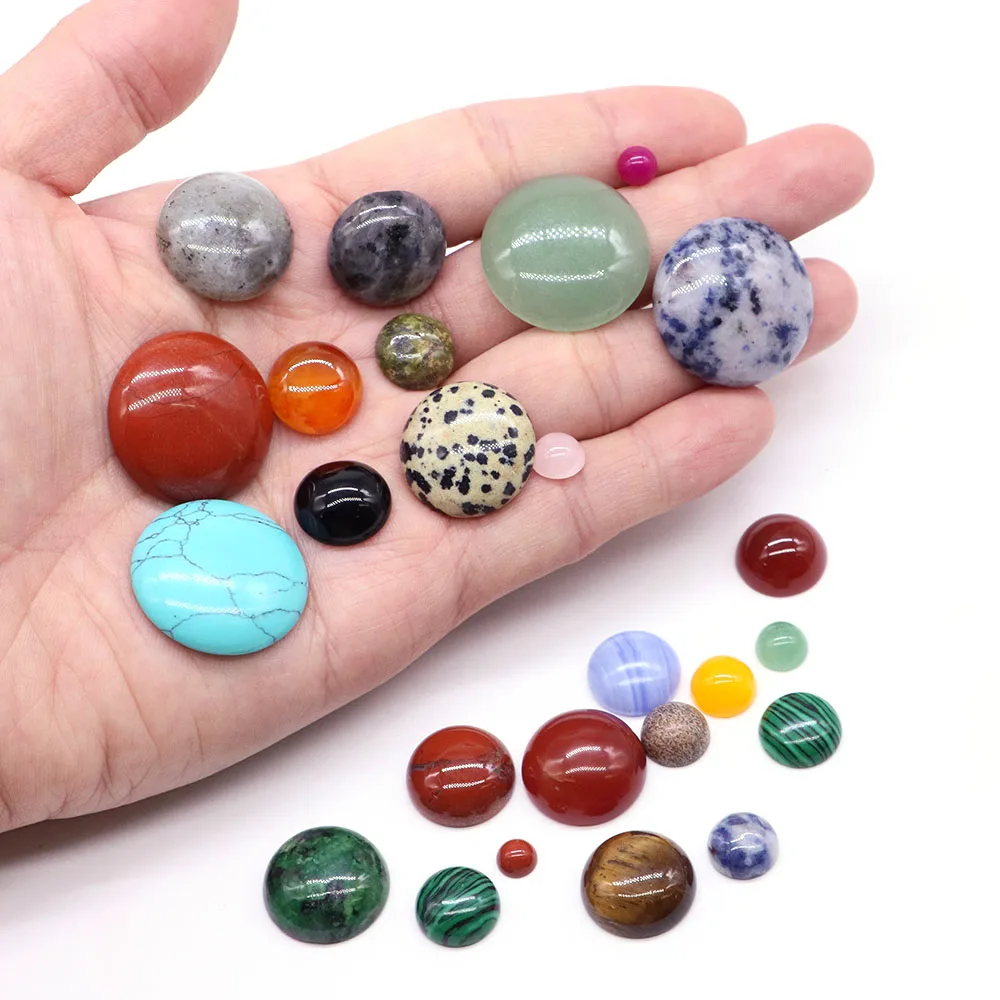 5PC/ Lot Half Round Cabochon Flatback Gemstones Natural Chakra Stone Crystal Quartz Gemstone Fit Pendants Rings Earring DIY