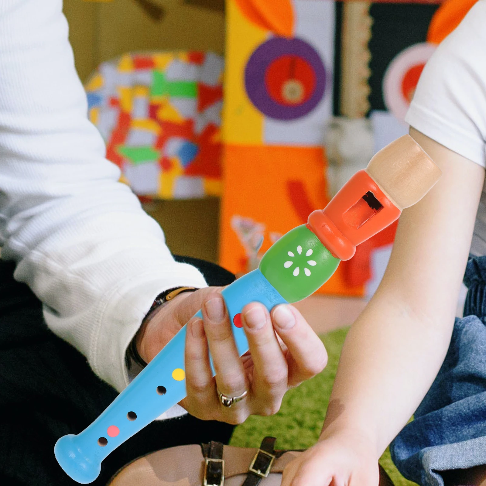 

2Pcs Wood Piccolo Flute 6-Hole Cartoon Design Musical Instrument for Kids Music Potential Development Educational