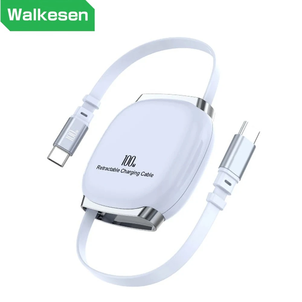 Type C To Type C Retractable Fast Charging Cable 100W PD Quick Charge High Speed Cord USB C Data Wire For iPhone Samsung Huawei