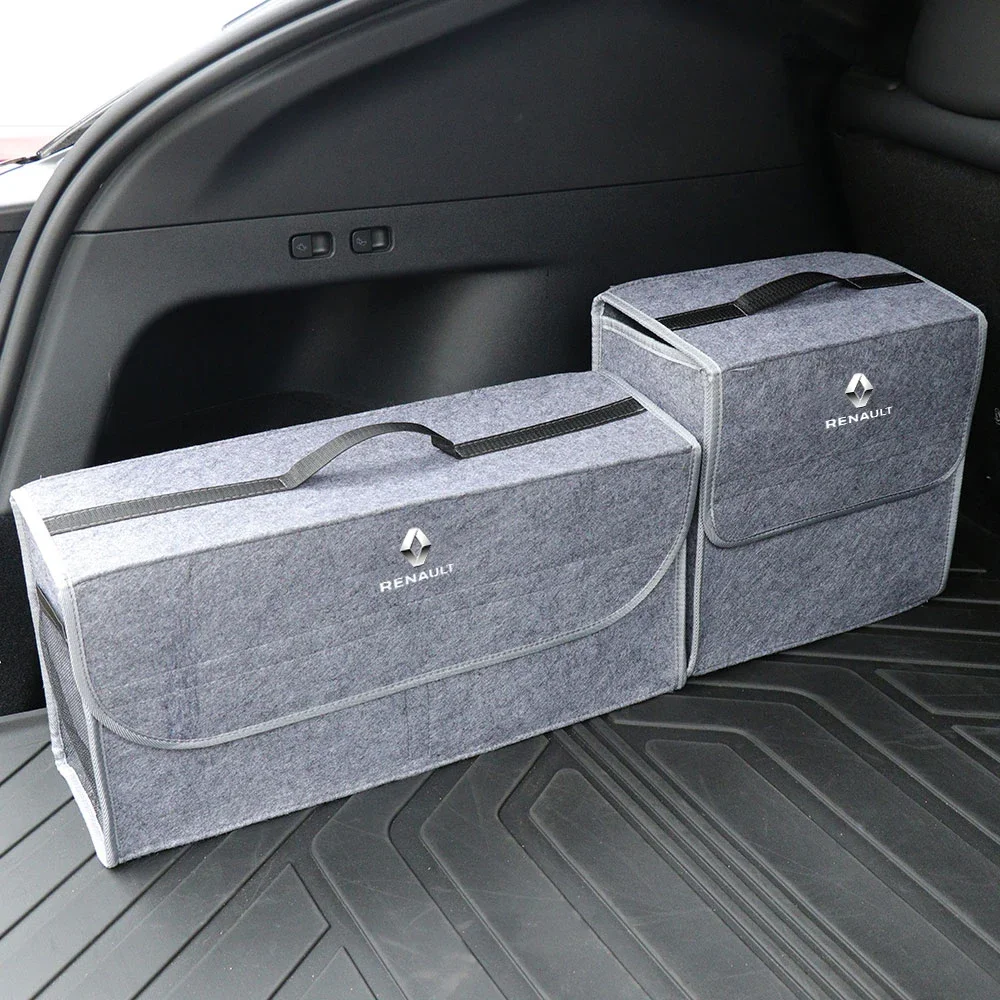 Car Trunk Storage Bag Organizer Sundries Stowing Tidying Box For Renault Clio 3 4  Laguna 2 Megane 2 3 4 Duster Logan Emblems