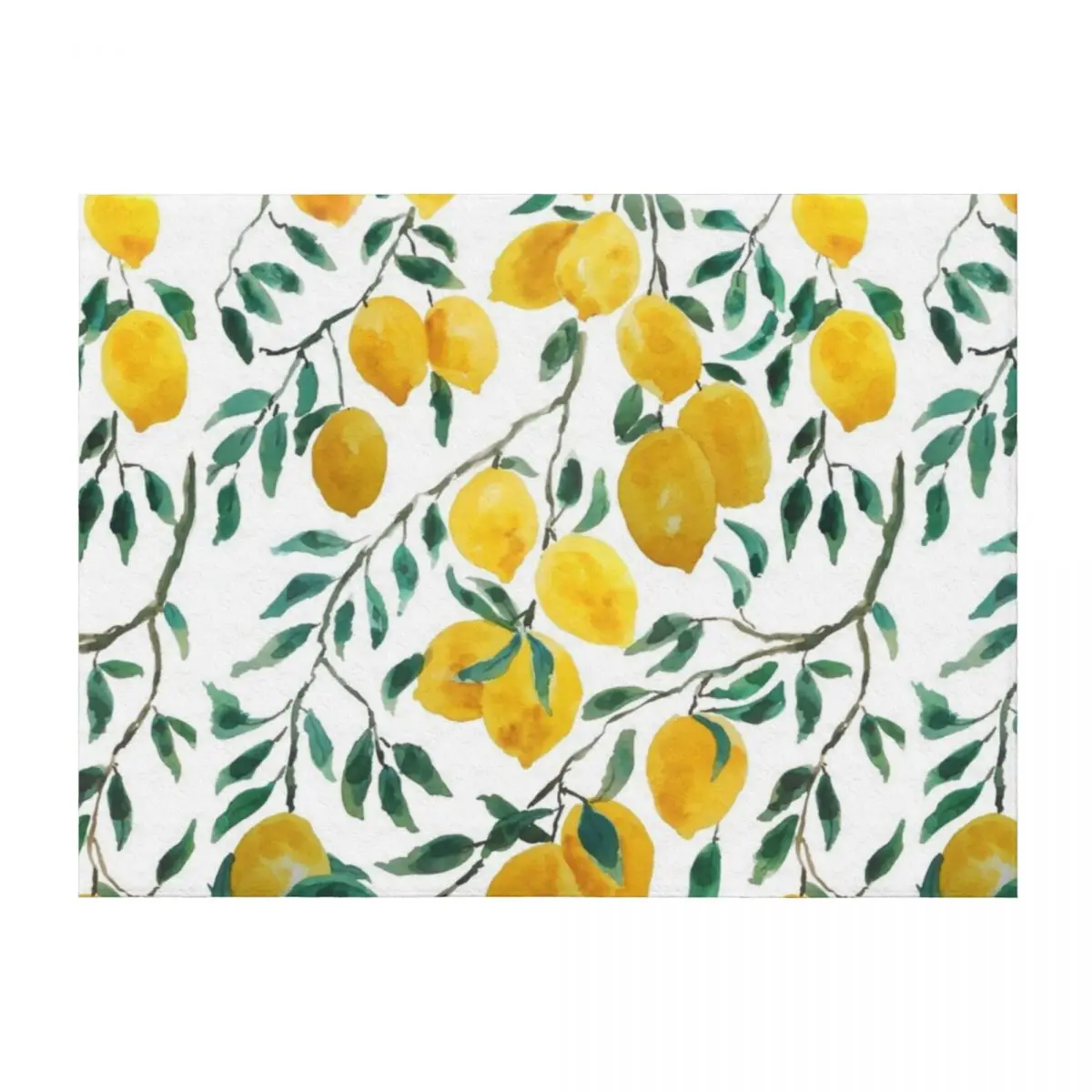 

watercolor yellow lemon pattern Throw Blanket for sofa sofa bed Winter beds warm winter Blankets