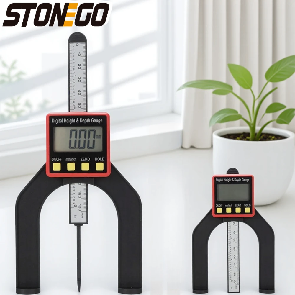 أداة قياس الارتفاع الرقمية لفرجار العمق LCD أداة قياس مغناطيسية بفتحة قائمة بذاتها قياس عمق فقي #1