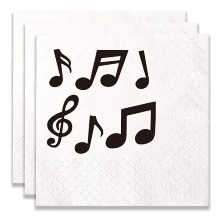 Paquete de 100 bolsitas de papel desechables con notas musicales para decoración de aniversario de graduación de cumpleaños