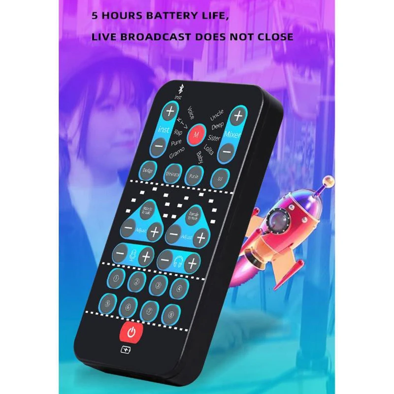 CABE-بطاقة صوت بلوتوث خارجية مع 5 أوضاع للمشهد، و8 مؤثرات صوتية، لهواتف Android، والهواتف، ومكبرات الصوت، والبث المباشر