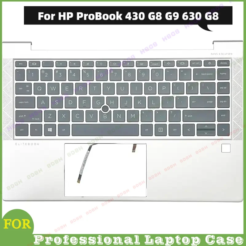 BDBH@ New US LA Layout Backlit Keyboard Palmrest Upper Cover For HP ProBook 430 G8 G9 630 G8 Zhan 66 13 G4 G5 PN M21190-001