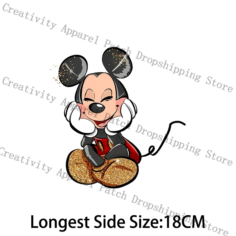 Mickey Minnie Mouse Animal Pattern Patches for Clothing Women Kids DIY T-shirt Garment Accessory Heat Transfer Patch Kawaii Gift