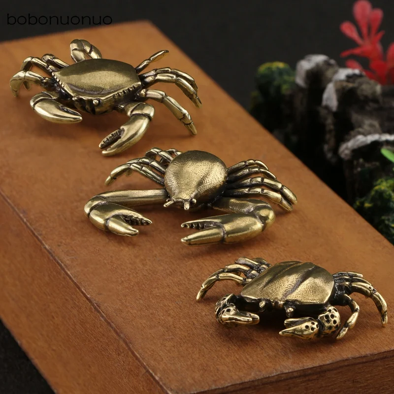 Retro Brass Ocean CRAB Fish Watching Fishes Sea Animals Model Fishbowl Decoration Action Figures Education Miniature Kids Toys