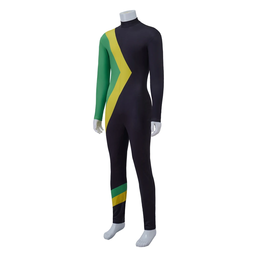 In Stock Cool Runnings Costume Jamaica Bobsleigh Outfit  Men Swimsuit Men Jumpsuit Bodysuit Men Halloween Christmas Carnival