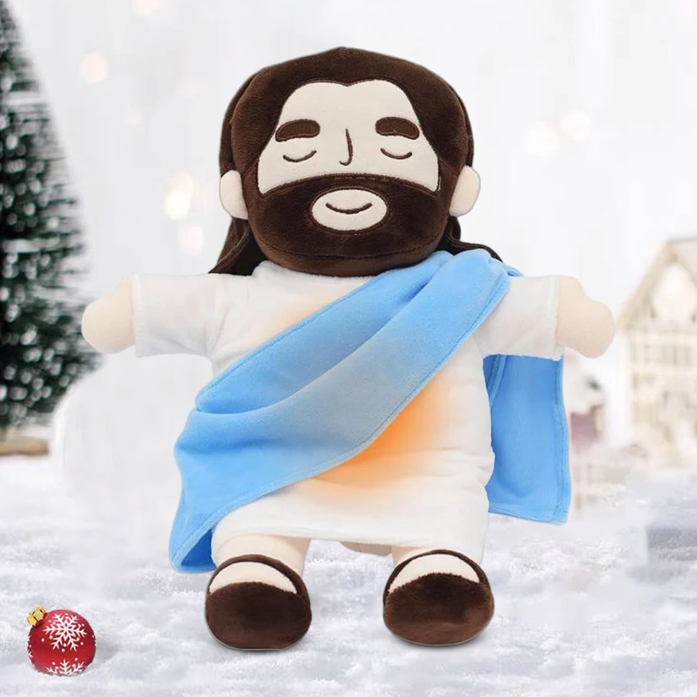 32CM Breathing Jesus Plush Toy Baby Soothing Jesus Doll Four-gear Adjustment Children Music Sleep Companion Christmas Toy Gifts