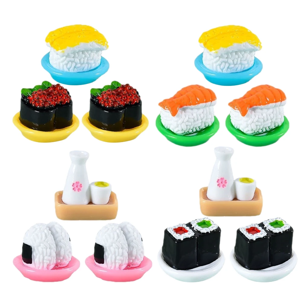 

12Pcs Simulated Sushi Models Small Display Sushi for Mini Resin Craft Japanese Style Desktop Ornament Kitchen Setup