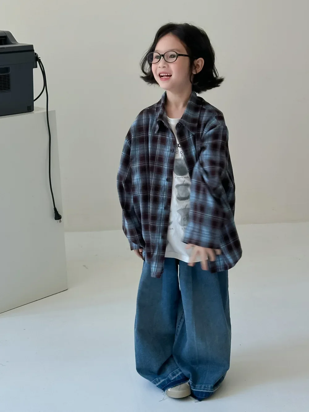Children\'s Shirt 2024 Autumn Boys and Girls Korean Version Velvet Plaid Shirt Children\'s Casual Versatile Loose Long Sleeve Top