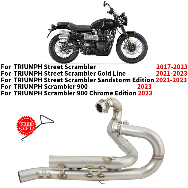 For TRIUMPH Street Scrambler 900 Chrome Edition 17-23 Gold Line / Sandstorm Edition Motorcycle Original Exhaust Front Link Pipe