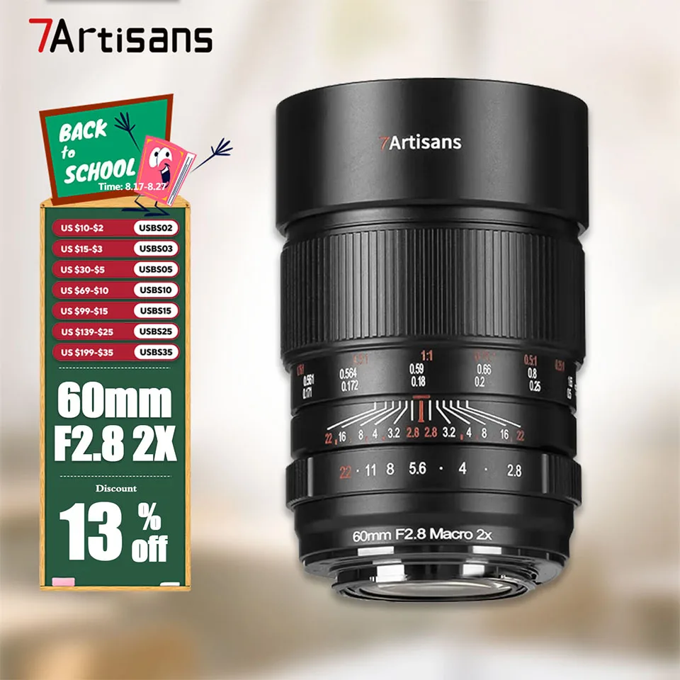 

Полнокадровый макро-объектив 7artisans 60 мм F2.8 с увеличением 2:1 для фотографии насекомых Sony E A7RIII Nikon Z Canon RF