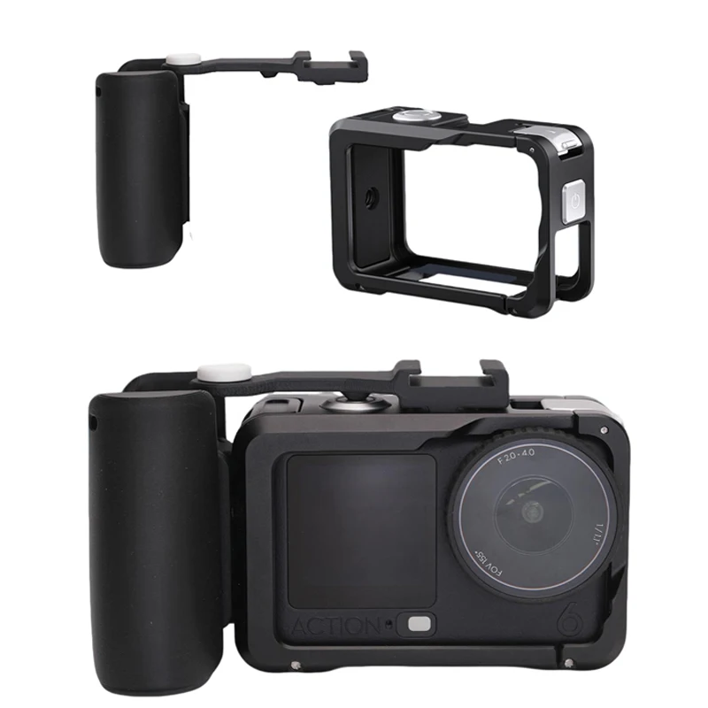 For DJI Action6 Lightweight Metal Cage Expansion Protective Case Quick-Release Mounting Base Action Camera Upgrades Accessories