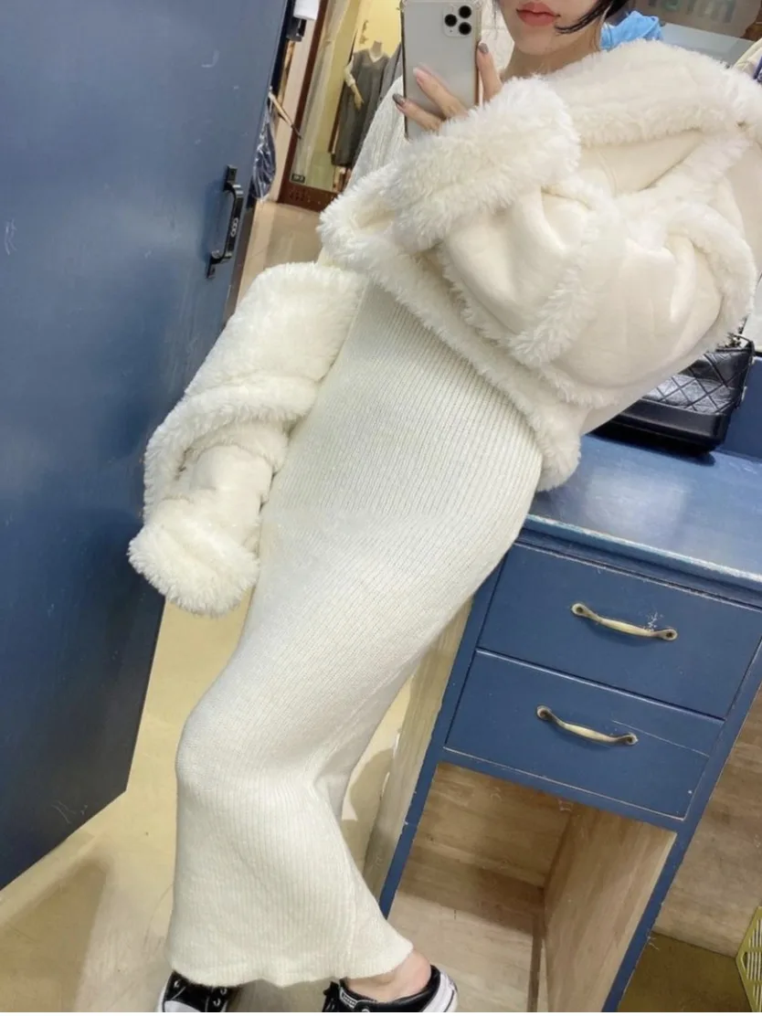 Faionable الشتاء المرأة Jaet الجلد المدبوغ الفراء المشذبة فرو الضأن الدفء Inteated ملابس خارجية تخفيف Sle طول منتظم #3