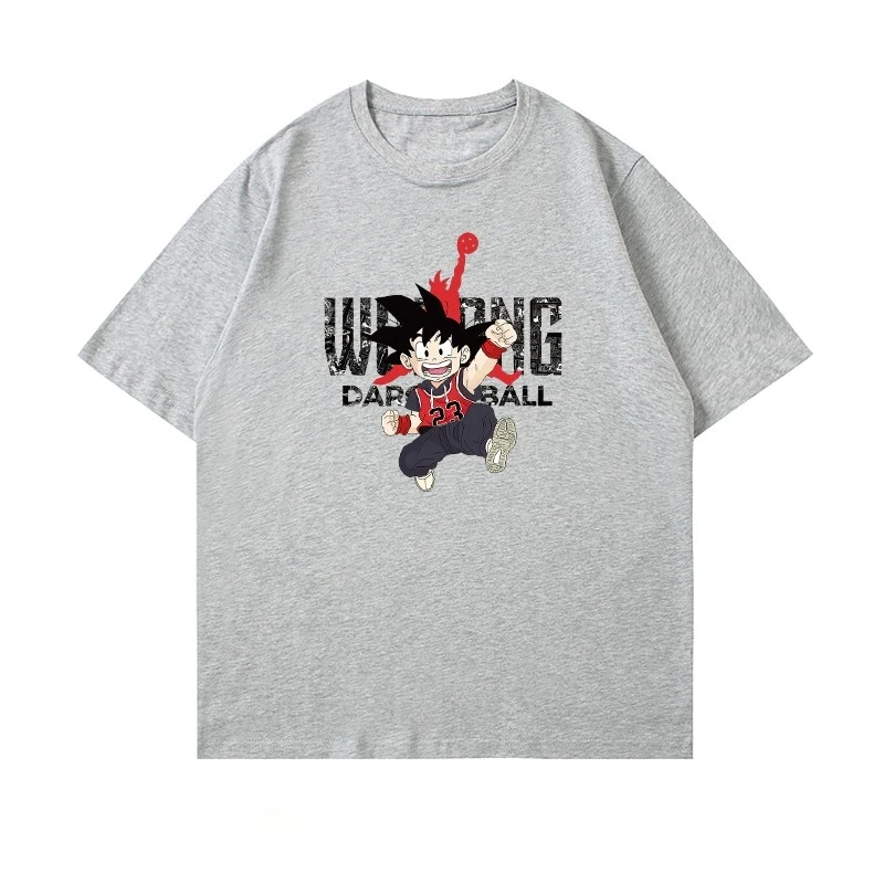 Japanese Trendy Brand Dragon Ball Goku Short-sleeved T-shirt Men's Summer Pure Cotton Loose Basketball Sports and Leisure  Top