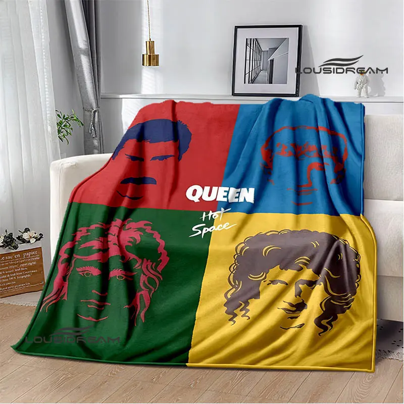 Queen band Print Blanket Picnic Blanket Flannel Soft Cozy Home Travel Blanket Thin Blanket Bed Blanket Birthday Gift