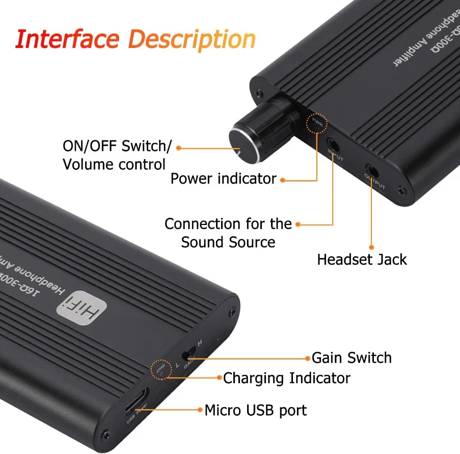 HiFi 16-300Ω مضخم ضوت سماعات الأذن 3.5 مللي متر مضخم الصوت ستيريو قابل للتعديل سماعة حجم مكبر للصوت مع مفتاح كسب مرحلتين