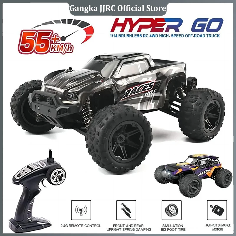 HXRC 8610 8611 1:14 55KM/H 4WD RC Car With LED Remote Control Cars High Speed Drift Monster Truck for Kids VS 144001 Toys